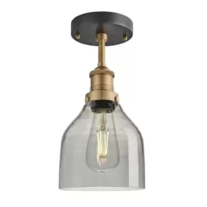Image of Industville Brooklyn 6" Cone Flush Mount / Smoke Grey Tinted Glass and Copper Holder