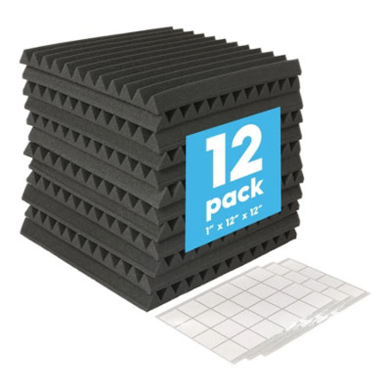 Image of Harbour Housewares 12X Acoustic Panels - 2.5 X 30 X 30Cm (1" X 12" X 12") - Noise Dampening Studio Foam Tile Soundproofing Pad