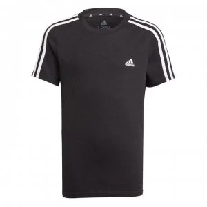 Image of adidas 3 Stripe Essentials T Shirt Junior - Black/White