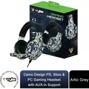 Image of Vybe Camo Design PS, Xbox & PC Gaming Headset with AUX-in Support - Artic Grey