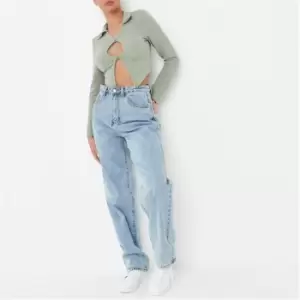 Image of Missguided Wash High Waisted Mom Jeans - Blue