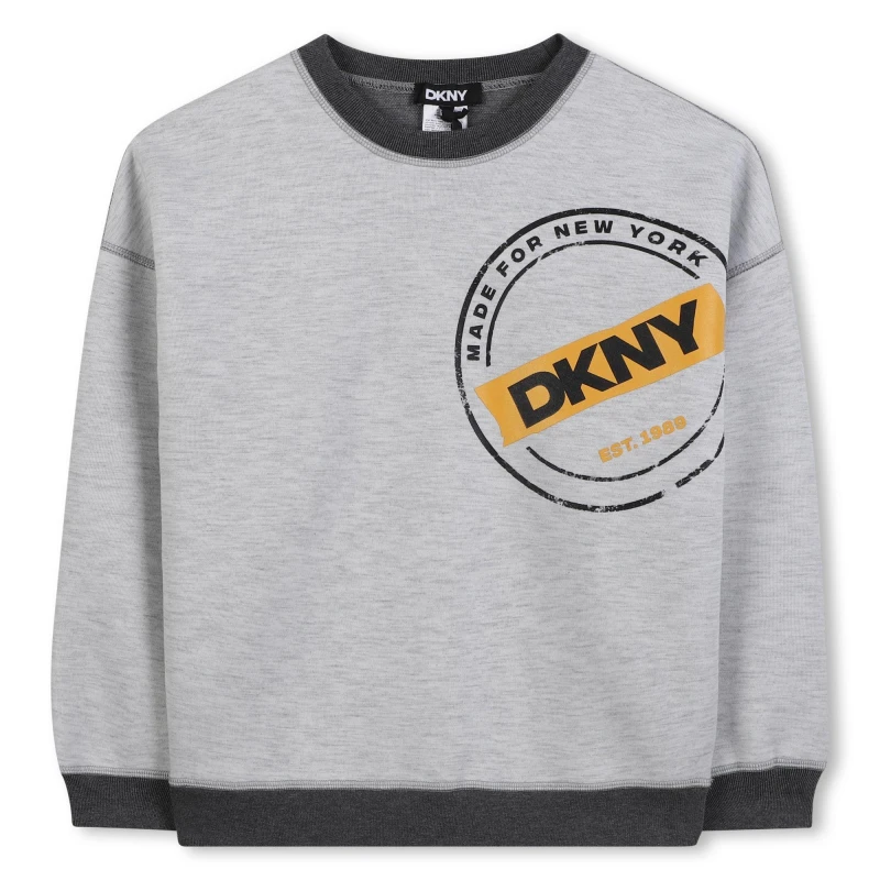 Image of DKNY Kids Reverse Crew Sweatshirt Dark grey male 6Y