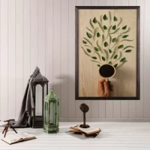 Image of Coffee Tree XL Multicolor Decorative Framed Wooden Painting