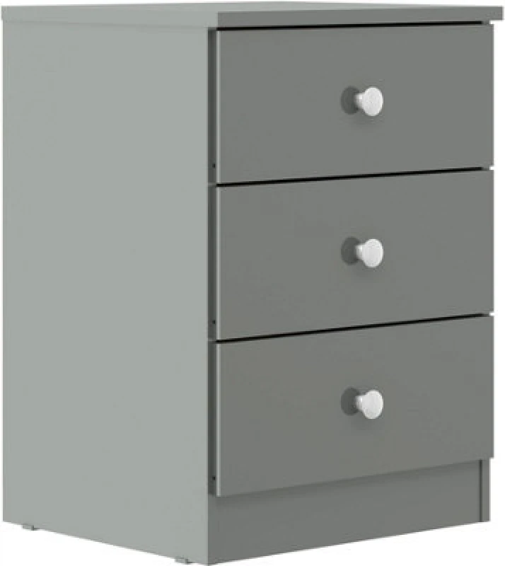 Image of Denver Grey Gloss 3 Drawer Bedside Table Cabinet Nightstand Bedroom Furniture Storage