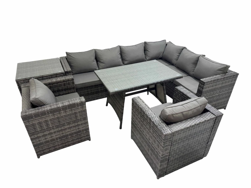Image of Fimous Patio Furniture Sets with Dining Table 2 Chair Side Table in Dark Grey Dark Grey Unisex