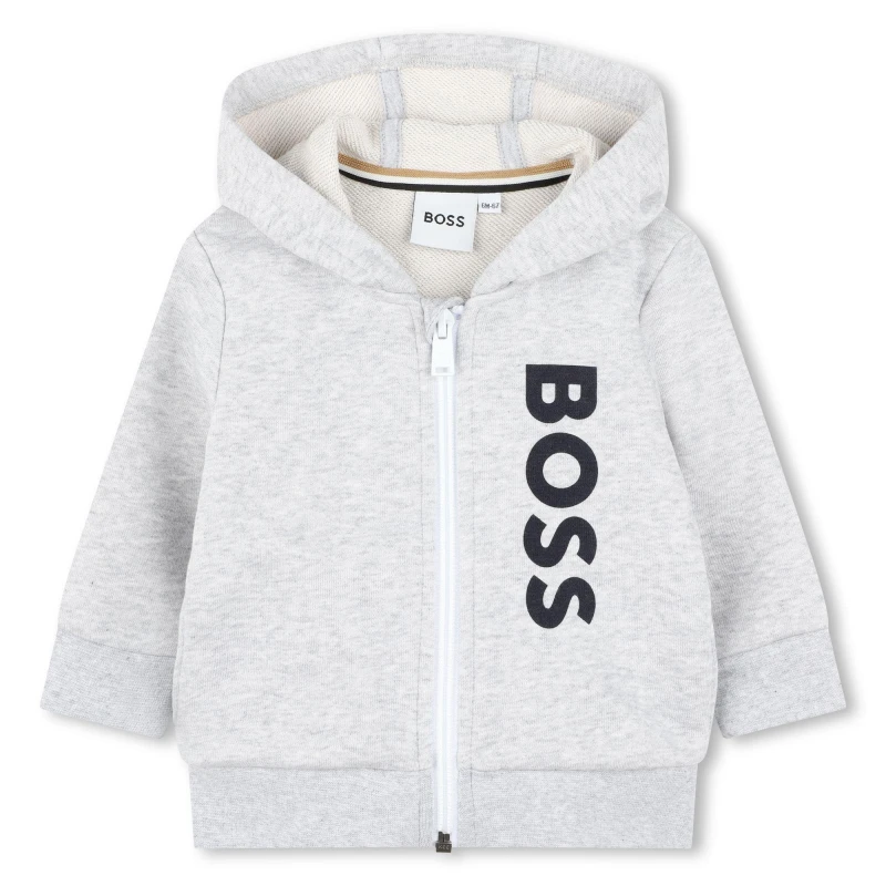 Image of Boss Logo Zip Hoodie - Grey Grey One Size