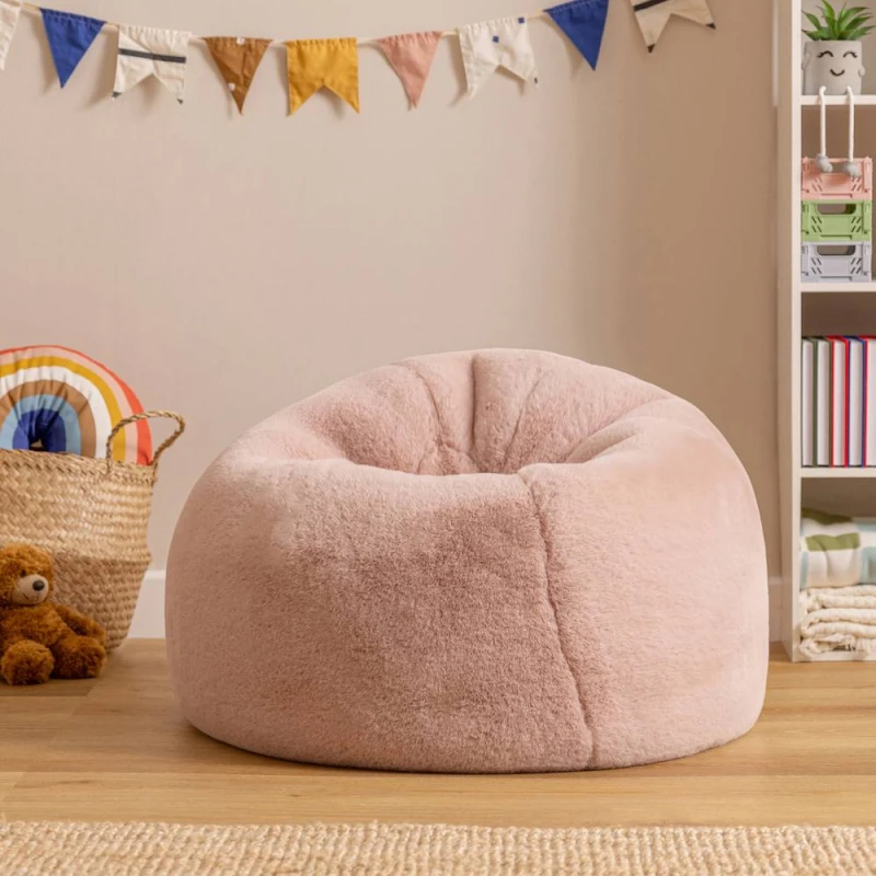 Image of icon Kids Kingston Faux Fur Classic Bean Bag in Pink Size: Medium Pink Unisex Medium