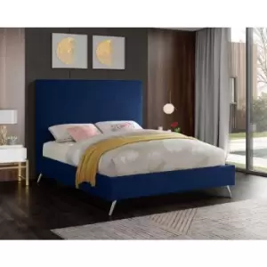 Image of Jelson Upholstered Beds - Plush Velvet, Single Size Frame, Blue - Blue