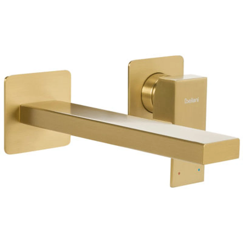 Image of Beliani Wall Mounted Basin Mixer Tap Antofagasta Brass Gold