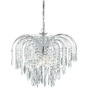 Image of Searchlight Lighting - Searchlight Waterfall - 5 Light Crystal Chandelier Chrome Finish, E14