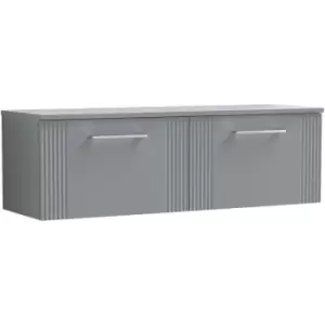 Image of Deco Satin Grey 1200mm Wall Hung 2 Drawer Vanity Unit with Worktop - DPF294W2 - Satin Grey - Nuie