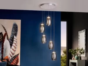 Image of Nebula Integrated LED 5 Light Crystal Cluster Drop Ceiling Pendant Chrome