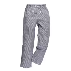 Image of Portwest C079 Bromley Chef Trousers Blue / White Small 31"
