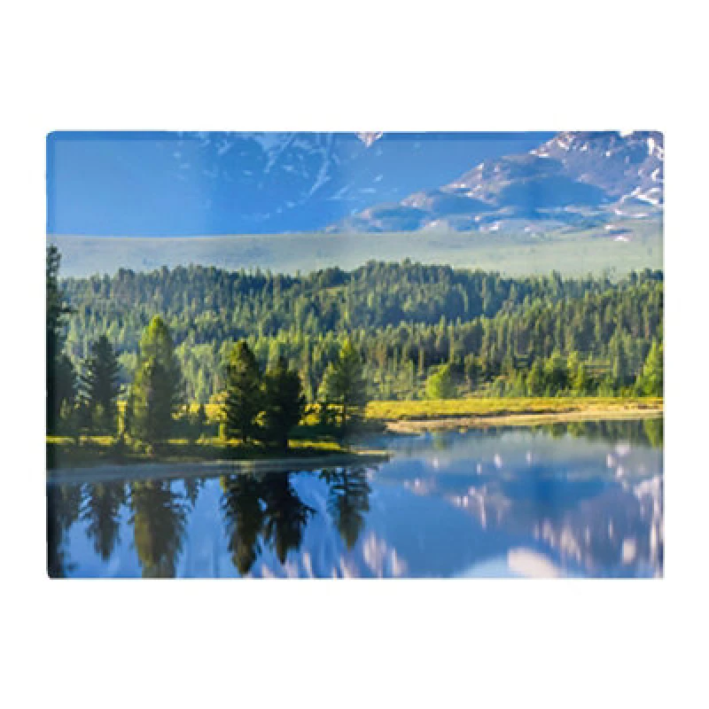 Image of Warren Reed Designer Summer Mountain Lake Glass Chopping Board