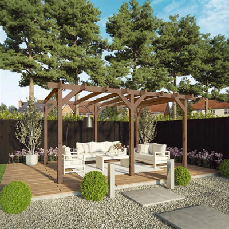 Image of Mercia 3m x 4m Traditional Pergola, Brown ESDXL21PT065SK