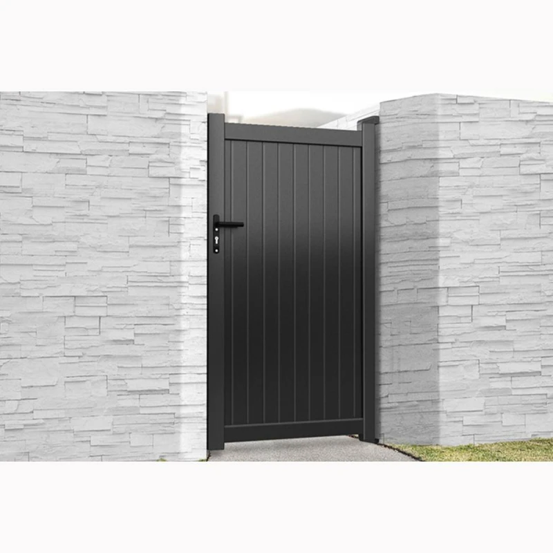 Image of Ready Made Gates Pedestrian Gate 1000x1800mm Black - Vertical Solid Infill & Flat Top Black Unisex