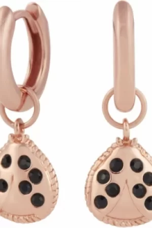 Image of Ladybird Huggie Hoops Rose Gold Earrings OBJAME210