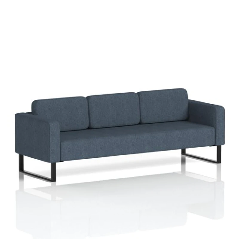 Image of Brixworth Office Sofa 3 Seater with Black Legs in Rivet Fabric - Crucible