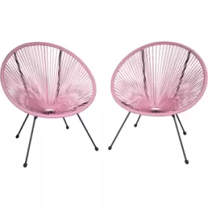 Image of Tectake - Garden chairs in retro design (set of 2) - dining chairs, egg chairs, bedroom chairs - pink - pink