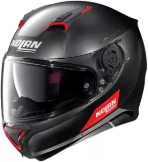 Image of Nolan N87 Emblema N-Com Helmet, black-red, Size 2XL, black-red, Size 2XL