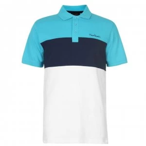 Image of Pierre Cardin Cut And Sew Polo Shirt Mens - White/Turq