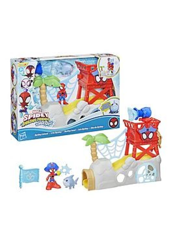 Image of Spidey and his Amazing Friends Marvel Toys Water-Webs Spidey Island Spider-Man Playset Pirate Island