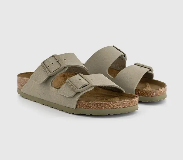 Image of Birkenstock Womens Arizona Two Strap Faded Khaki BF, 4