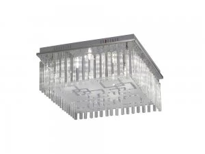 Image of Flush Ceiling 8 Light Polished Chrome, Glass