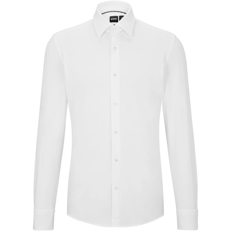 Image of Boss Mens P Hank Kent Long Sleeve Oxford Shirt White male 15.7 inch