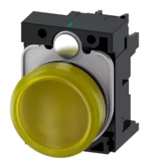 Image of Siemens, SIRIUS ACT, Panel Mount Yellow LED Pilot Light Complete, 22mm Cutout, IP20, 24 V ac/dc