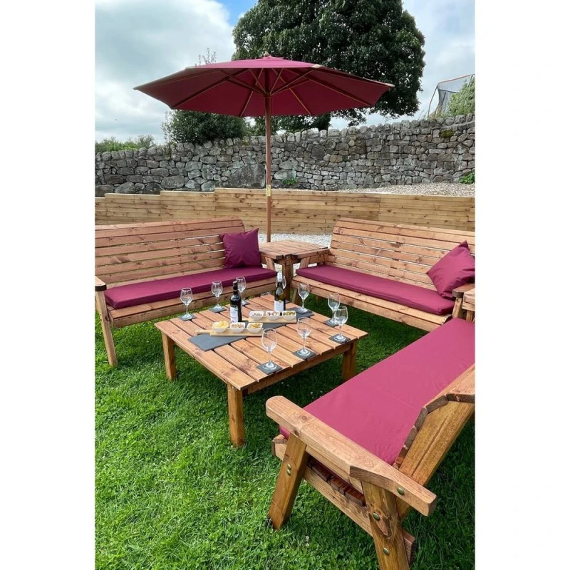 Image of Charles Taylor Nine Seater Deluxe Garden Furniture Set - L240xW284xH98cm - Burgundy in Light Brown Light Brown Unisex