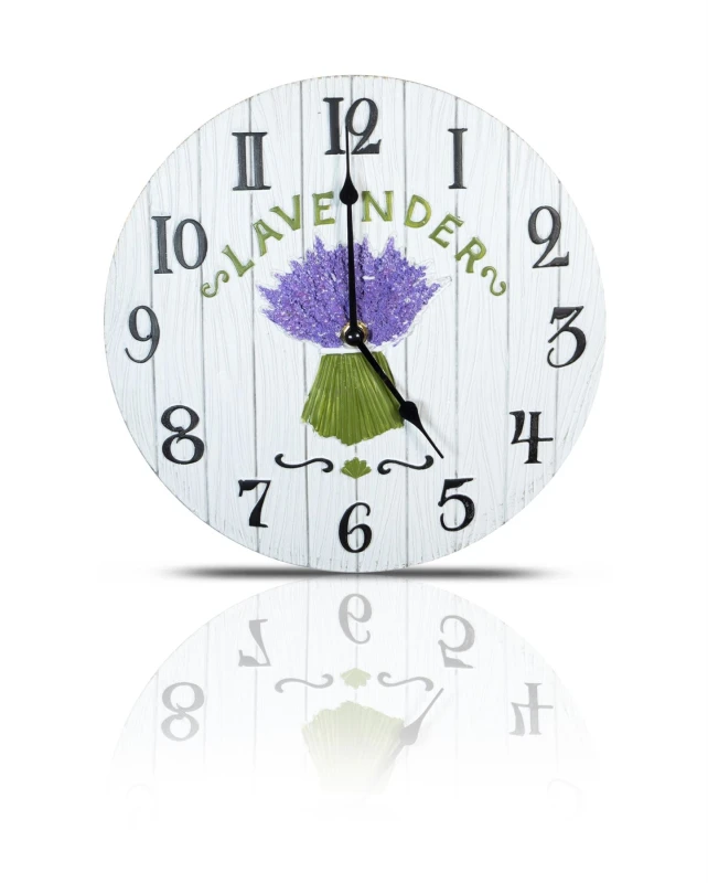 Image of Lavender Design Outdoor/Indoor Wall Clock 27cm Round Analogue Battery Powered ELV-526125 Wall Clock