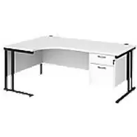 Image of Dams International Left Hand Ergonomic Desk MC18ELP2KWH 1,800 x 1,200 x 725 x 800 - 990 mm