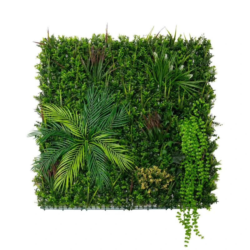 Image of Monstershop Artificial Plant Wall Panel 100 x 100cm Alina Living Foliage Greenery Tiles Indoor Outdoor Weather & UV Resistant Green
