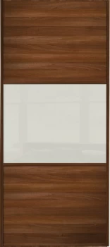 Image of Wickes Sliding Wardrobe Door Wideline Walnut Panel and Soft White Glass - 2220 x 914mm