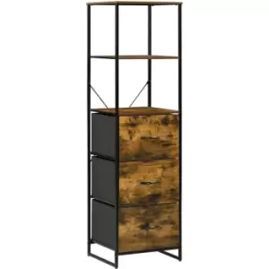 Image of Homcom - Industrial Storage Cabinet with 2 Shelves 3 Fabric Drawers Rustic Brown