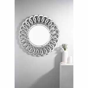 Image of Furniture Box Italian Small/Medium Silver Stylish Circular Round Modern Living Room Bedroom Wall Mirror (80Cmx80Cm)