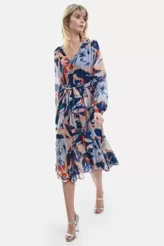 Image of Belted Midi Dress Blue
