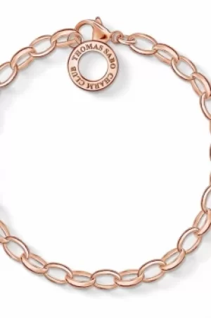 Image of Ladies Thomas Sabo Rose Gold Plated Sterling Silver Charm Club Charm Bracelet X0031-415-12-S