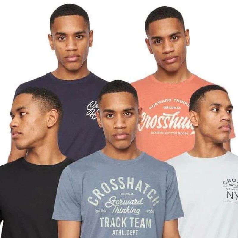 Image of Crosshatch 5 Pack of Brandax Print T-Shirts Multi Colour male S