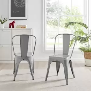 Image of Furniturebox UK - Furniturebox Set of 2 Colton 'Tolix' Style Industrial Dining Chairs Grey