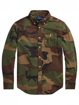 Image of Ralph Lauren Boys Long Sleeve Camo Print Shirt - Multi