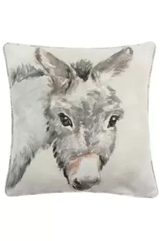 Image of Watercolour Donkey Hand-Painted Piped Cushion