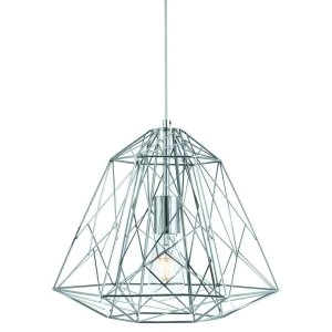 Image of 1 Light Wire Ceiling Pendant Chrome, E27