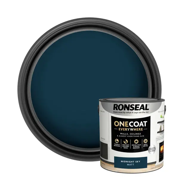 Image of Ronseal One Coat Everywhere Multi Surface Matt Paint Midnight Sky - 2.5L Blue