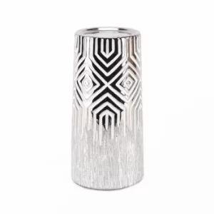 Image of HESTIA Silver & White Geometric Candle Holder