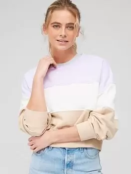 Image of Converse Colour Blocked Chain Stitch Crew Neck Sweatshirt - Multi, Size XS, Women