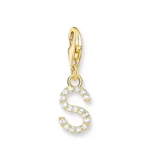 Image of THOMAS SABO Gold Plated Zirconia Letter S Charm