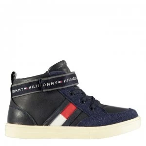 Image of Tommy Hilfiger Strap Infant Boys High Top Trainers - Navy Lthr