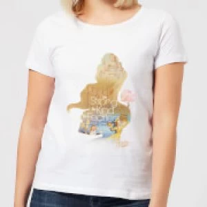Image of Disney Beauty And The Beast Princess Filled Silhouette Belle Womens T-Shirt - White - XXL